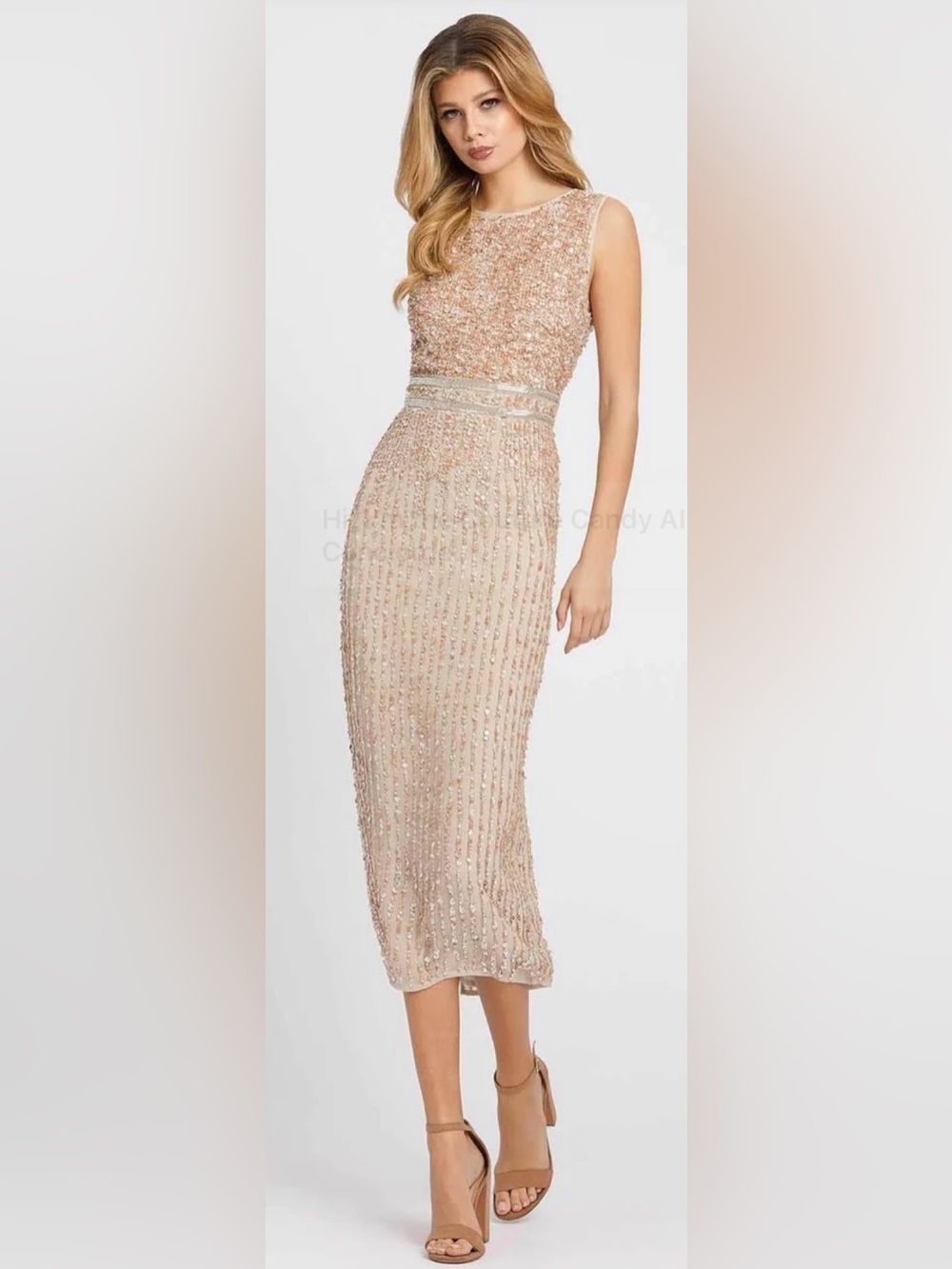 Mac Duggal 10509 NWT Evening Embellished Tea Length Dress